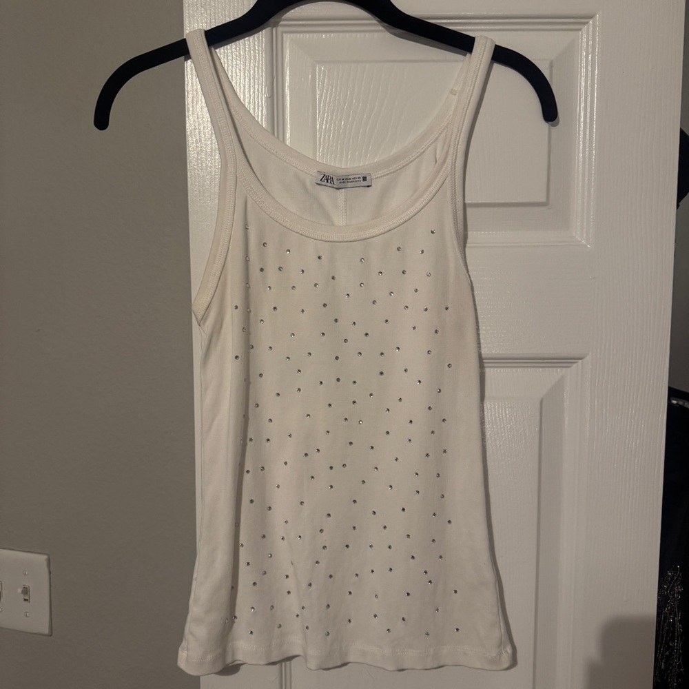 Zara Cream Studded Tank Top